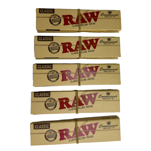 RAW | 5-pack Classic Connoisseur Slim + Tips